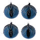 Blown glass Christmas balls 10 cm, blue with silver glitter, 4 pcs s1