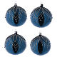 Blue blown glass Christmas balls with silver glitter 10 cm 4 pcs s1