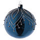 Blue blown glass Christmas balls with silver glitter 10 cm 4 pcs s4