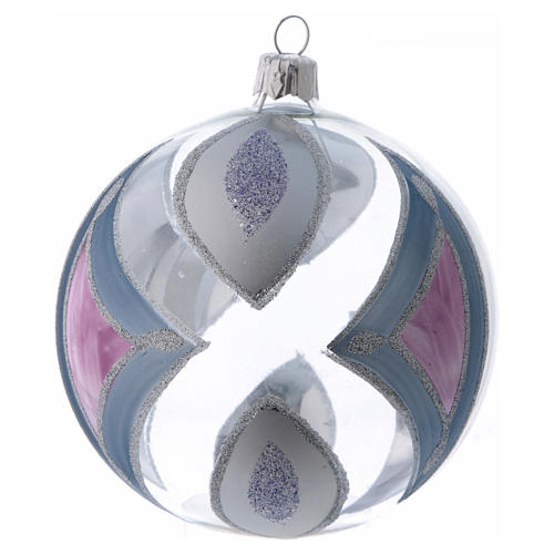 Palla Albero di Natale vetro trasparente con decori 100 mm 1