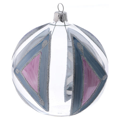 Palla Albero di Natale vetro trasparente con decori 100 mm 2