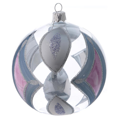 Palla Albero di Natale vetro trasparente con decori 100 mm 3