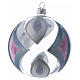 Transparent blown glass Christmas ball with silver design 10 cm s1