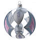 Transparent blown glass Christmas ball with silver design 10 cm s3