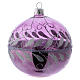 Lilac blown glass Christmas ball with silver design 10 cm s1