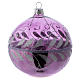 Lilac blown glass Christmas ball with silver design 10 cm s2