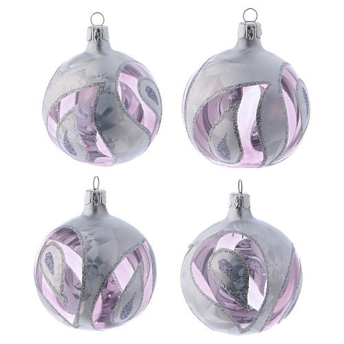 Christmas ball in transparent glass with ice effect decoration 80 mm 4 pieces 1