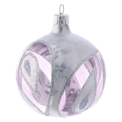 Boules Noël verre transparent avec décoration effet glace 80 mm 4 pcs 3