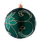 Christmas ball in green glass with velvet effect and golden decoration 100 mm 4 pieces s2