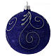 Weihnachtskugel aus Glas mit violetten und silbernen Glitter verziert 100 mm s3