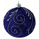 Christmas ball in glittery violet glass with silver decorations 100 mm s1