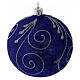 Bolita Navidad vidrio violeta con purpurina y plata 100 mm s1