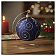 Bolita Navidad vidrio violeta con purpurina y plata 100 mm s2