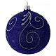 Bolita Navidad vidrio violeta con purpurina y plata 100 mm s3