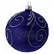 Bolita Navidad vidrio violeta con purpurina y plata 100 mm s4