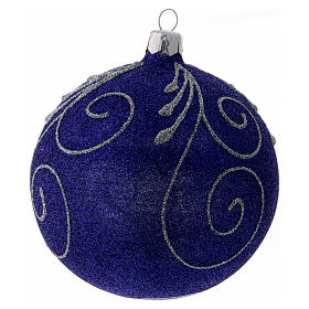 Purple ball Christmas ornament with glitter 10 cm