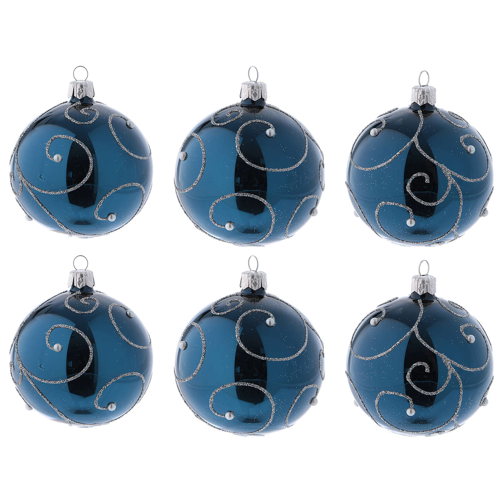 Weihnachtskugeln aus Glas 6erSet Grundton Blau mit