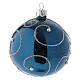 Christmas ball in blue glass with glittery silver decorations 80 mm 6 pieces s2