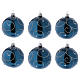 Bolas Árbol de Navidad vidrio azul decoración plata purpurina 80 mm 6 piezas s1