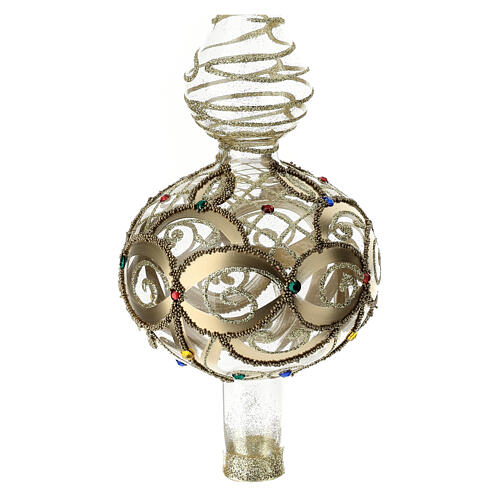 Christmas tree topper in transparent glass with golden decoration and coloured stones 36 cm 4