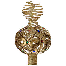 Puntale Albero di Natale in vetro trasparente con decorazione oro e pietre colorate 36 cm