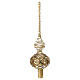 Puntale Albero di Natale in vetro trasparente con decorazione oro e pietre colorate 36 cm s1