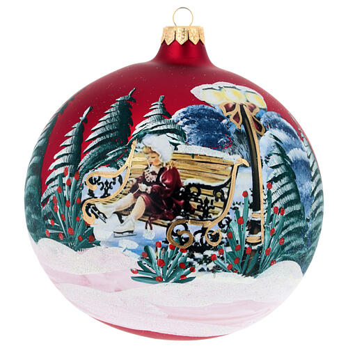 Weihnachtskugel aus Glas Motiv Mädchen in Winterlandschaft 150 mm 1