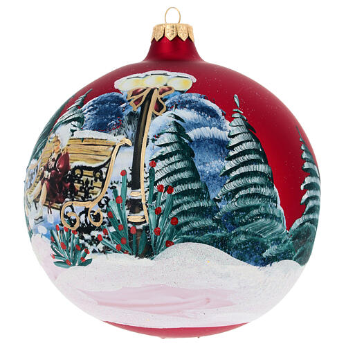 Weihnachtskugel aus Glas Motiv Mädchen in Winterlandschaft 150 mm 3