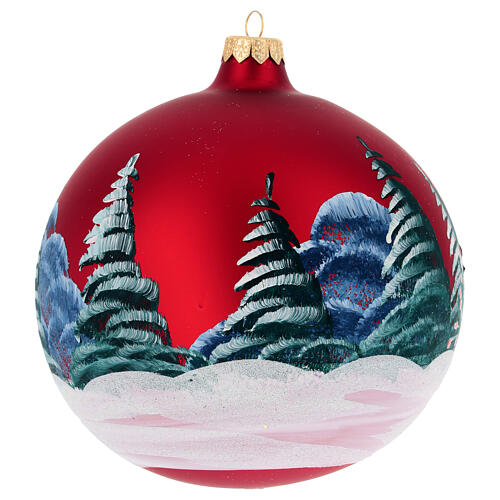 Boule verre avec paysage Noël et petite fille 150 mm 5