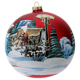 Bola vidro com paisagem de Natal e menina 150 mm