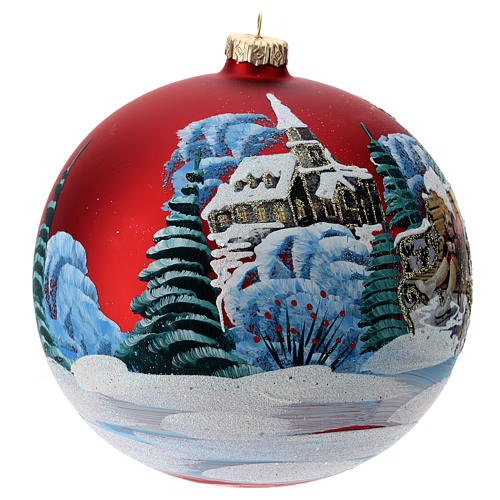 Bola vidro com paisagem de Natal e menina 150 mm 3