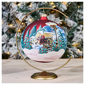 Blown glass bauble with Christmas scenery 15 cm