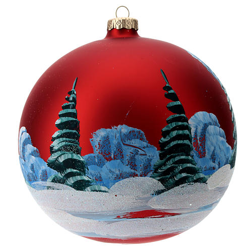 Blown glass bauble with Christmas scenery 15 cm 4
