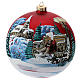 Blown glass bauble with Christmas scenery 15 cm s1