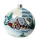 Weihnachtskugel aus Glas Grundton Perlgrau Motiv schneebedeckte Mühle 100 mm s2