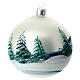 Christmas ball in pearl-grey glass with snowy mill 100 mm s7