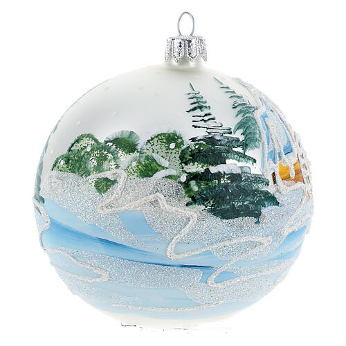 Bolita árbol vidrio perla molino nevado 100 mm 4