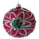 Christmas ball in fuchsia glass with silver flower decoration 100 mm s3
