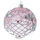 Christmas ball in transparent glass with pink and silver glitter decorations 100 mm s3