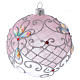 Bola vidro transparente decoração cor-de-rosa e prata com glitter 100 mm s2