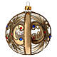 Pallina Natale vetro trasparente con decorazione oro e pietre colorate 100 mm s1
