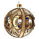 Pallina Natale vetro trasparente con decorazione oro e pietre colorate 100 mm s2