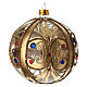 Pallina Natale vetro trasparente con decorazione oro e pietre colorate 100 mm s3
