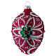 Drop-shaped ornament in fuchsia glass with silver flower decoration 80 mm s1