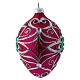 Drop-shaped ornament in fuchsia glass with silver flower decoration 80 mm s2