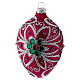Drop-shaped ornament in fuchsia glass with silver flower decoration 80 mm s3