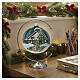 Weihnachtskugel aus Glas Grundton Grün Motiv skandinavische Hütte 100 mm s2