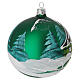 Christmas ball in green glass with Scandinavian lodge 100 mm s4