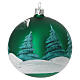 Pallina Albero vetro verde baita scandinava innevata 100 mm s3