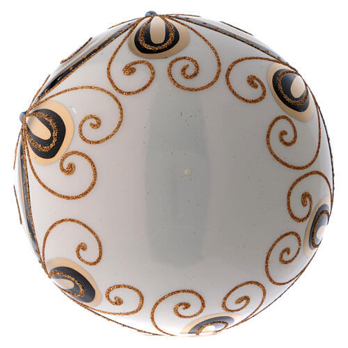 Palla Natale vetro color avorio decorato oro 200 mm 4